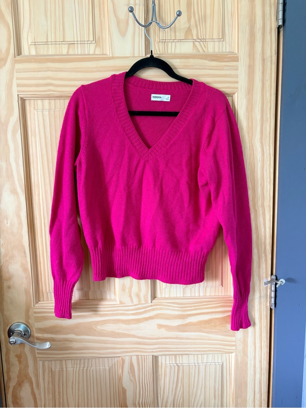 Sonoma Women's V-Neck Sweater in Bright Pink